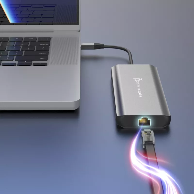 j5create JCD398 USB-C® Dual 4K HDMI™ 10Gbps Mini Dock, preto