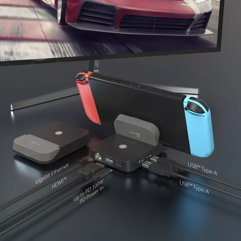 j5create JCD620 Mini docking station para Nintendo Switch™, preto