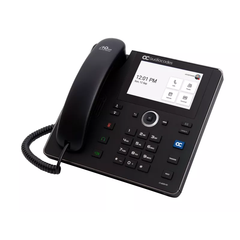 AudioCodes Teams C455HD telefone IP, PoE, GbE, Bluetooth, identificação de chamadas, preto