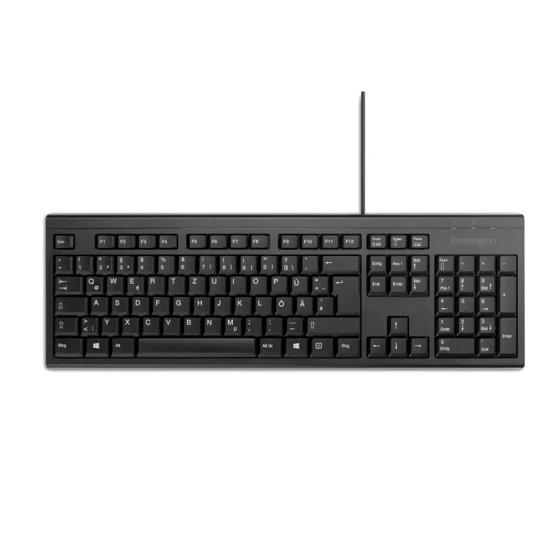 Teclado com fios de tamanho completo Kensington KB100 EQ USB membrana QWERTZ