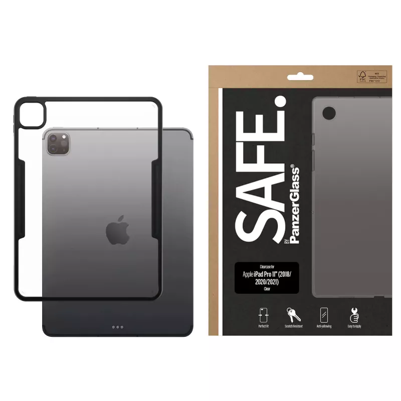 Capa TPU transparente PanzerGlass SAFE para Apple iPad Pro 11 polegadas (2018, 2020, 2021, 2022, 2024) transparente