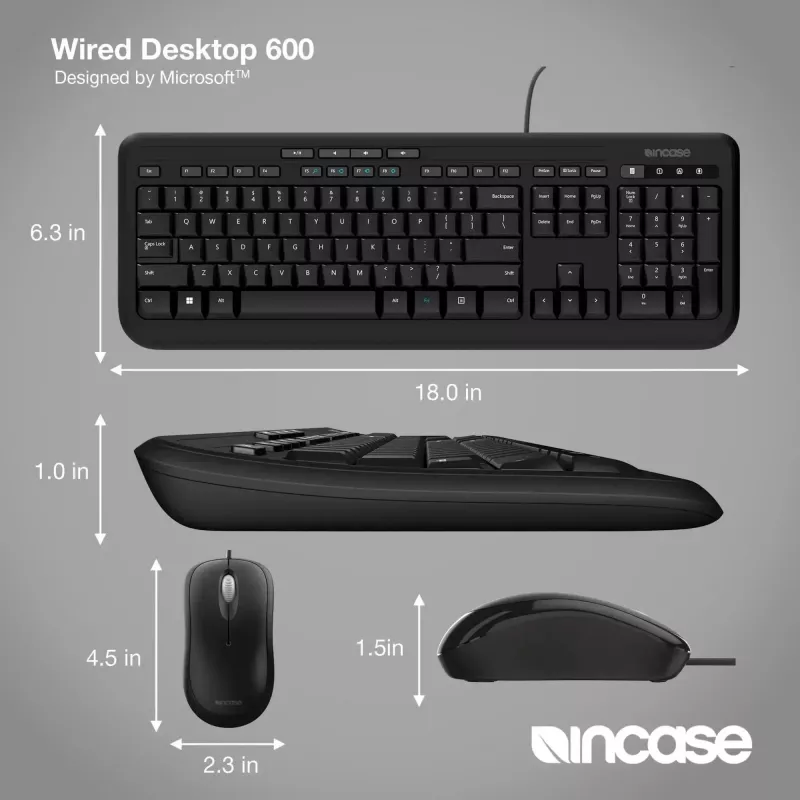 Incase Designed by Microsoft Wired Desktop 600 teclado rato incluído universal USB QWERTY inglês do Reino Unido preto