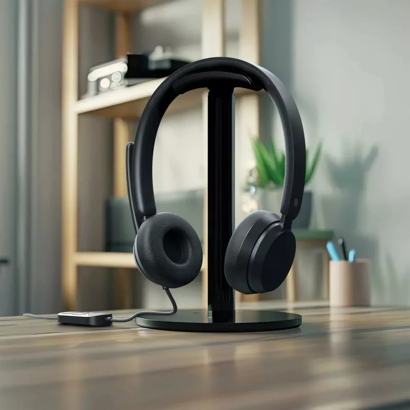 Incase Designed by Microsoft Modern USB-C Headset com fio com arco de cabeça para escritório/call center USB Type-C preto
