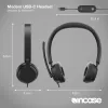 Incase Designed by Microsoft Modern USB-C Headset com fio com arco de cabeça para escritório/call center USB Type-C preto