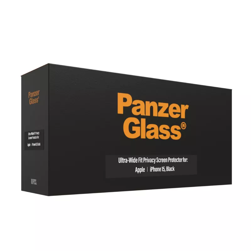 PanzerGlass Privacy protetor de ecrã para Apple iPhone 15, Ultra-Wide Fit, embalagem de 10