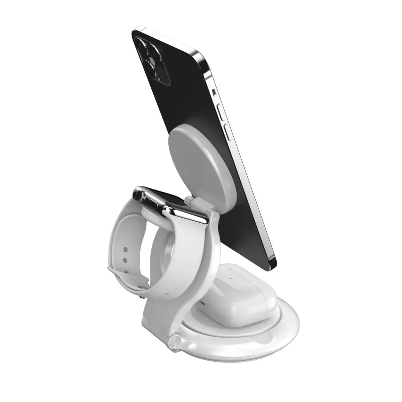 j5create Qi2 estação de carregamento magnética dobrável 3-em-1 interior USB smartwatch auscultadores smartphone