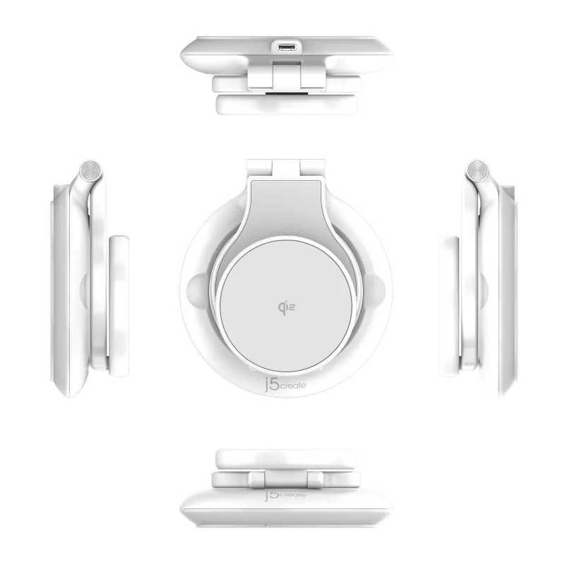 j5create Qi2 estação de carregamento magnética dobrável 3-em-1 interior USB smartwatch auscultadores smartphone