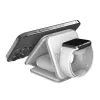 j5create Qi2 3-em-1 Magnetic Travel Wireless Charging Station interior USB carregamento rápido branco