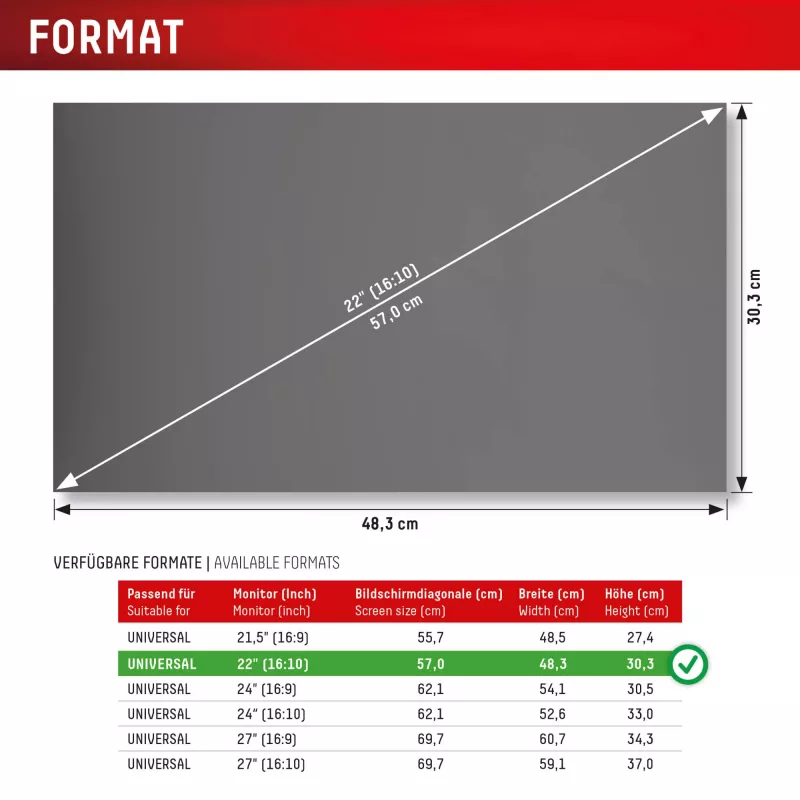 Filtro de privacidade de 2 vias removível Displex PRIVACY SAFE para monitor de secretária 22'' (16:10)