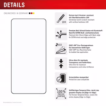 Película protetora de ecrã Displex Premium (Full Cover, 10H) para Samsung Galaxy S25 Edge, moldura de aplicação Eco, Full Cover