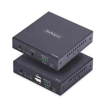 Extensor HDMI KVM StarTech.com sobre rede IP, 4K 60Hz, sem drivers, HDMI e USB sobre Ethernet/CAT6, AVoIP, kit transmissor e recetor, inclui conjuntos de montagem