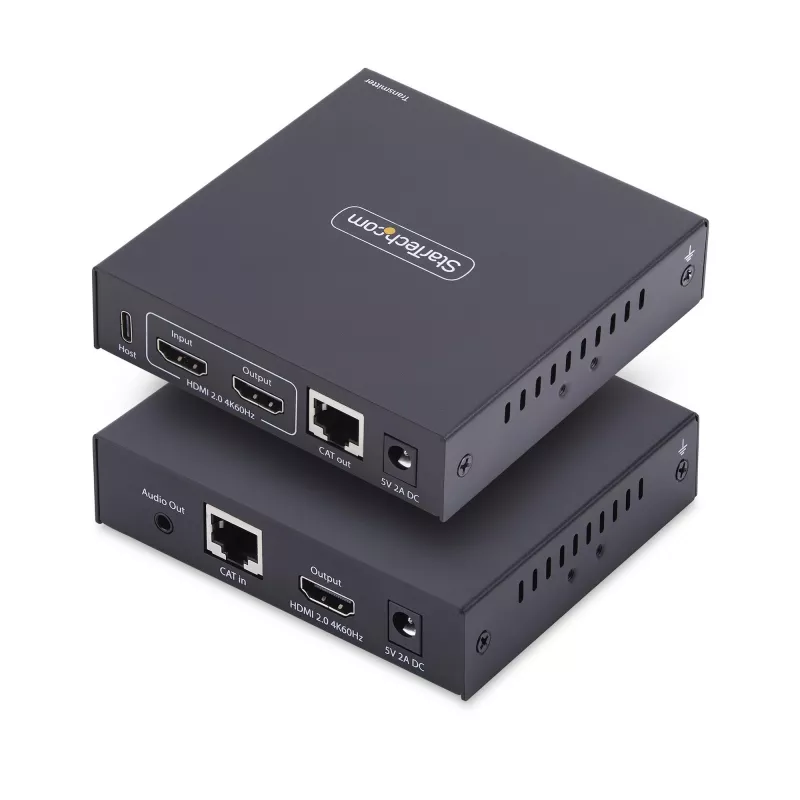Extensor HDMI KVM StarTech.com sobre rede IP, 4K 60Hz, sem drivers, HDMI e USB sobre Ethernet/CAT6, AVoIP, kit transmissor e recetor, inclui conjuntos de montagem