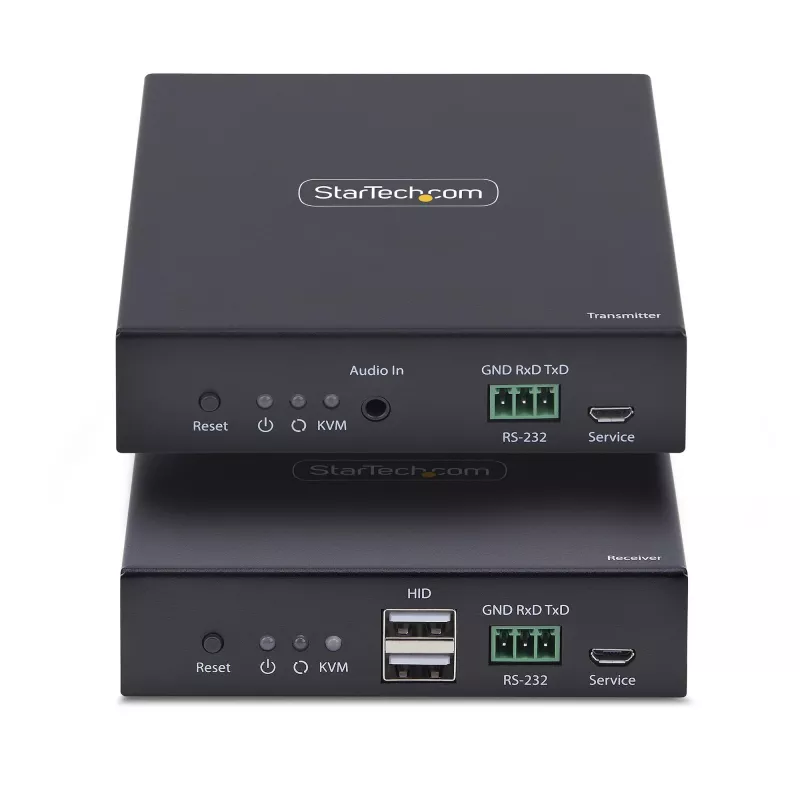 Extensor HDMI KVM StarTech.com sobre rede IP, 4K 60Hz, sem drivers, HDMI e USB sobre Ethernet/CAT6, AVoIP, kit transmissor e recetor, inclui conjuntos de montagem