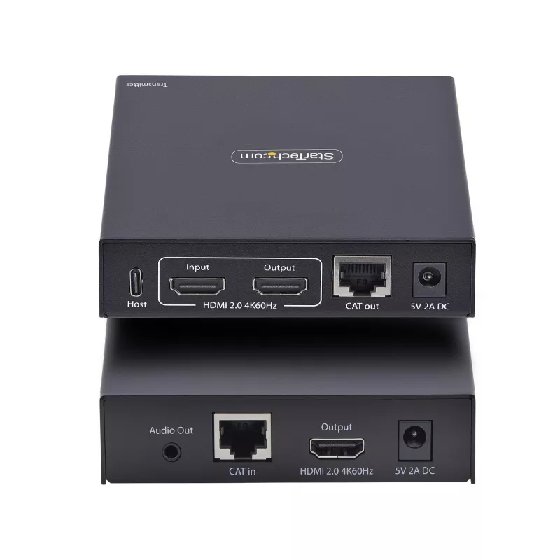 Extensor HDMI KVM StarTech.com sobre rede IP, 4K 60Hz, sem drivers, HDMI e USB sobre Ethernet/CAT6, AVoIP, kit transmissor e recetor, inclui conjuntos de montagem