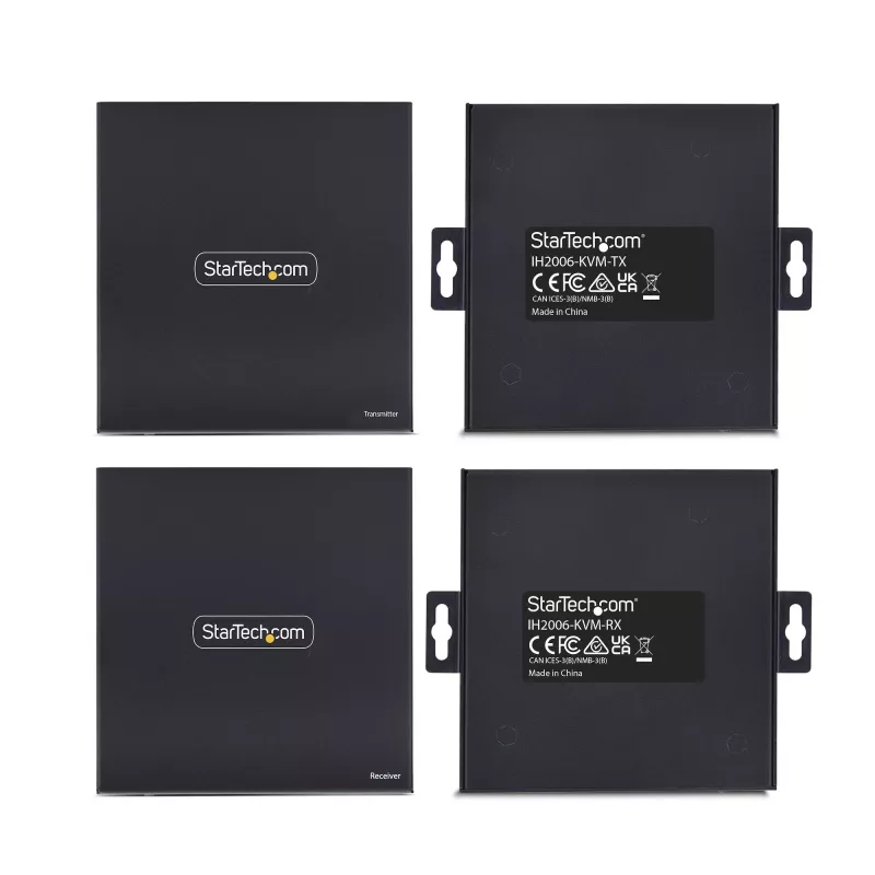 Extensor HDMI KVM StarTech.com sobre rede IP, 4K 60Hz, sem drivers, HDMI e USB sobre Ethernet/CAT6, AVoIP, kit transmissor e recetor, inclui conjuntos de montagem