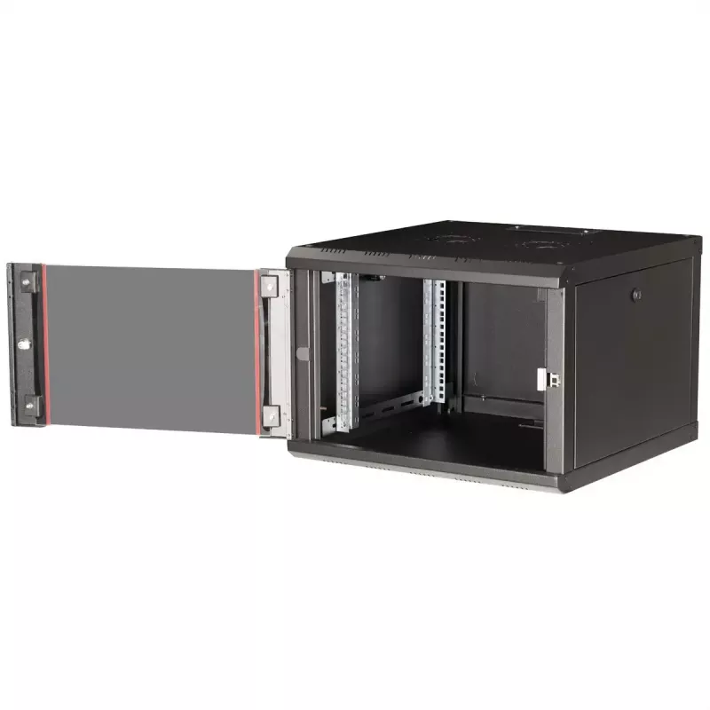Caixa de rack 19 polegadas para montagem na parede ROLINE Pro 7U 600x600 LxP, preto, fechadura com chave, IP20