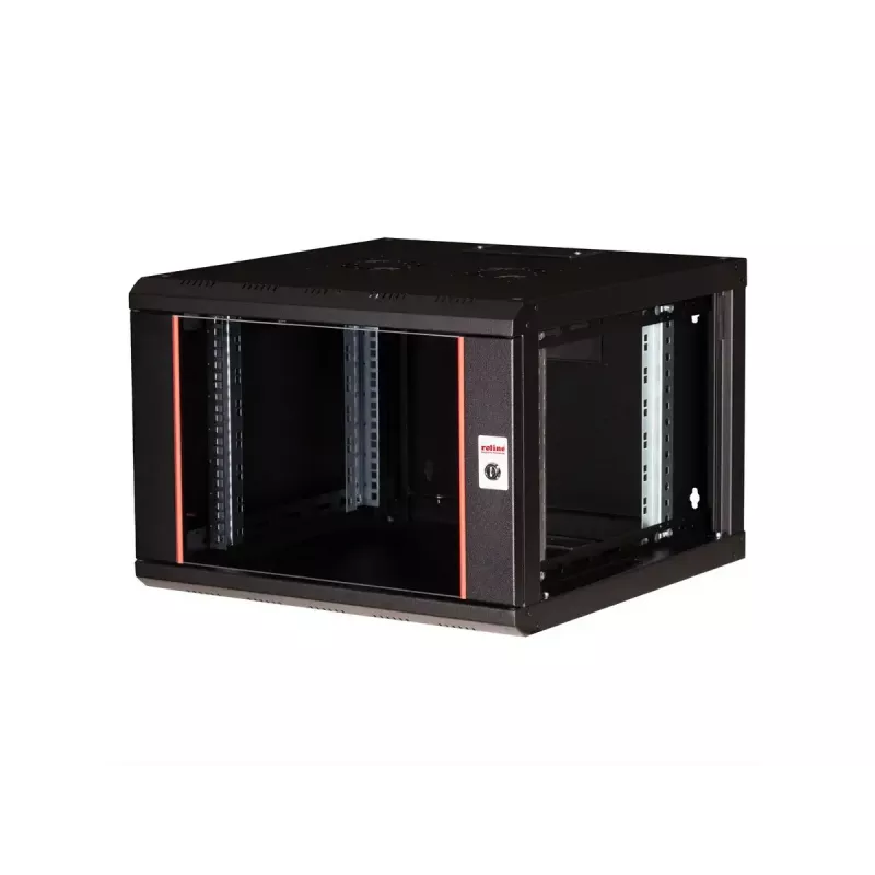 Caixa de rack 19 polegadas para montagem na parede ROLINE Pro 7U 600x600 LxP, preto, fechadura com chave, IP20