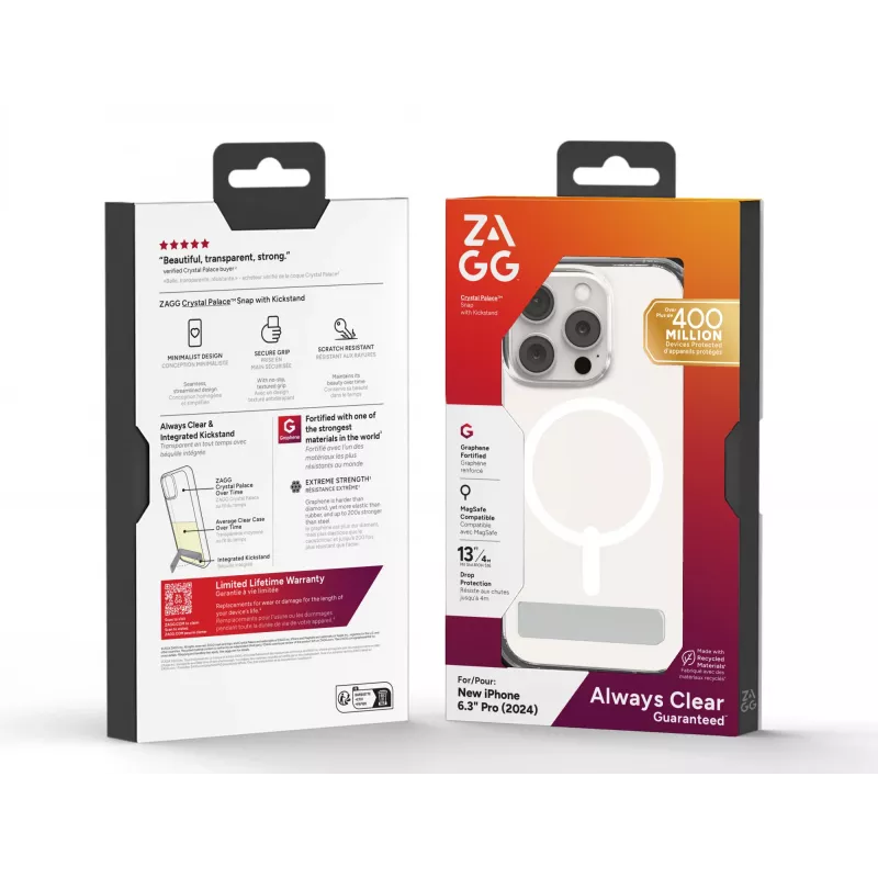 Capa ZAGG Crystal Palace Snap KS Apple iPhone 16 Pro transparente
