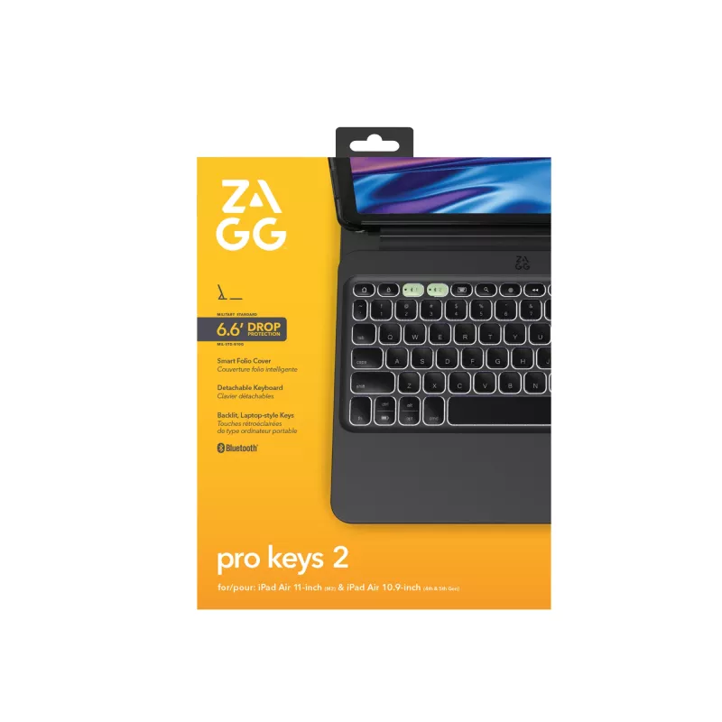 ZAGG Pro Keys 2 103414642 capa folio com teclado para iPad Air 11 (M2/M3), QWERTZ alemão, preta