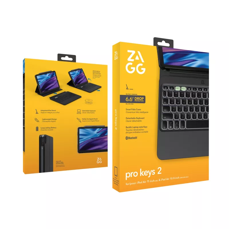 ZAGG Pro Keys 2 103414642 capa folio com teclado para iPad Air 11 (M2/M3), QWERTZ alemão, preta