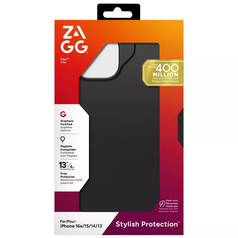 Capa ZAGG Milan Snap iPhone 17e/16e/15/14/13 preta