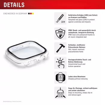 Protetor de corpo inteiro e.v.i. DISPLEX Apple Series 10 42mm transparente — película protetora de superfície total para Apple Watch Series 10 42mm