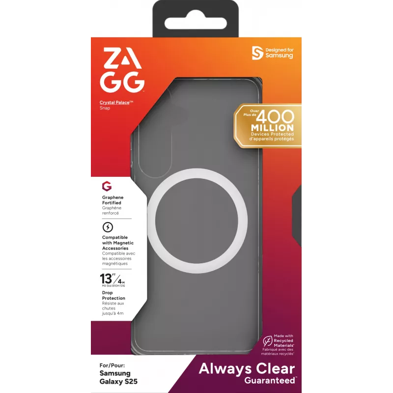 Capa ZAGG Crystal Palace Snap Samsung Galaxy S25 transparente