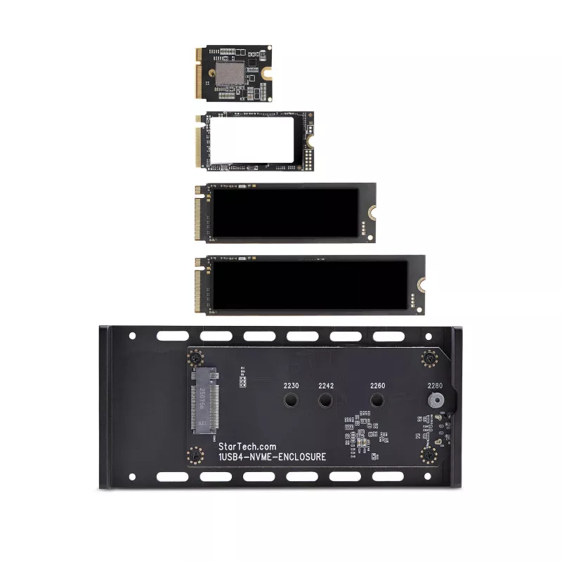 Caixa StarTech.com USB4 M.2 NVMe, 40 Gbit/s, caixa externa USB-C/Thunderbolt para SSD NVMe, caixa com dissipador de alumínio, B+M/M-Key
