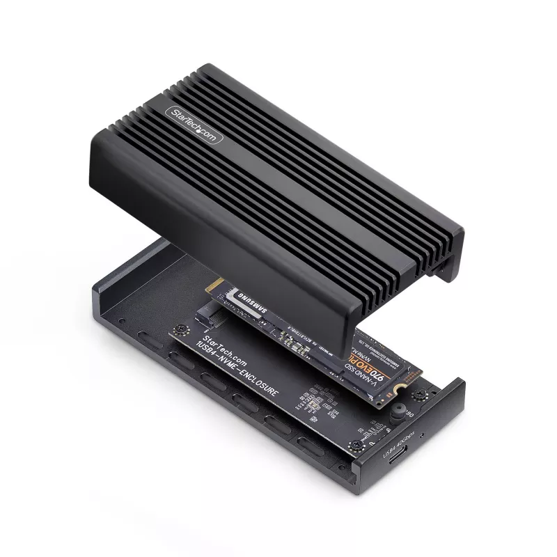Caixa StarTech.com USB4 M.2 NVMe, 40 Gbit/s, caixa externa USB-C/Thunderbolt para SSD NVMe, caixa com dissipador de alumínio, B+M/M-Key