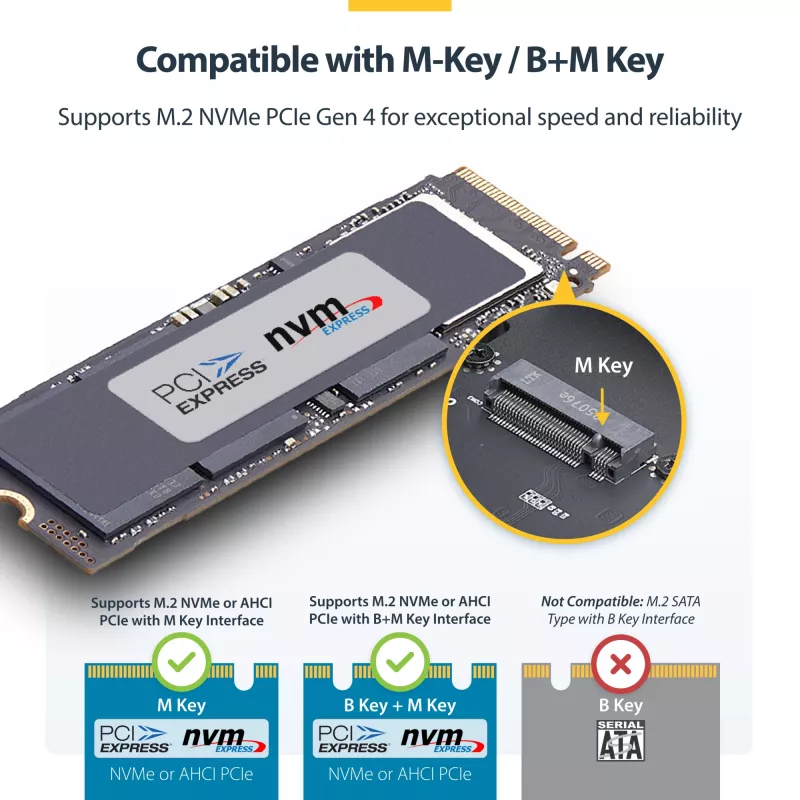 Caixa StarTech.com USB4 M.2 NVMe, 40 Gbit/s, caixa externa USB-C/Thunderbolt para SSD NVMe, caixa com dissipador de alumínio, B+M/M-Key