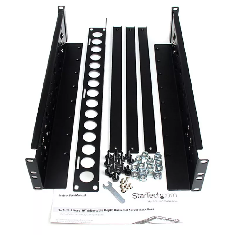 Calhas fixas StarTech.com 2U de 19 polegadas universais para rack de servidor com profundidade ajustável