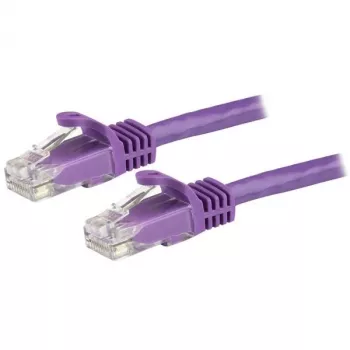 Cabo Ethernet StarTech.com CAT6 de 15 m - Cabo Ethernet Gigabit CAT 6 roxo - 250M 100W PoE RJ45 UTP de rede/patch sem patilhas com alívio de tensão testado individualmente