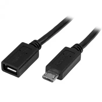StarTech.com USBUBEXT50CM cabo de extensão Micro-USB M/F, 0,5 m (20 polegadas), Micro-USB B, USB 2.0, preto