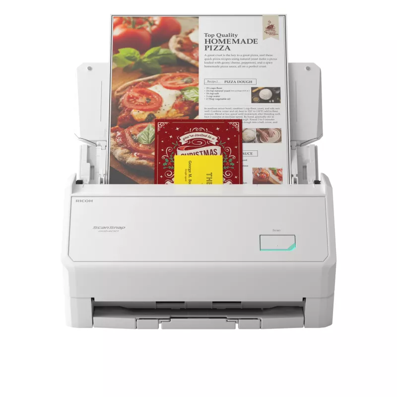 Scanner de documentos ADF Ricoh ScanSnap iX2400 — A4, 600 x 600 DPI, 45 ppm, ADF de 100 folhas, Dual CIS, branco