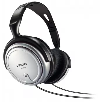 Philips Auscultador de TV com fio para interior SHP2500/10, com fio, 15 - 22000 Hz, música, 909 g, auscultadores, preto, prateado
