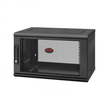APC NetShelter WX AR106SH4, 6HE, armário de patch 19 polegadas, montagem na parede, pré-montado, 400 mm de profundidade