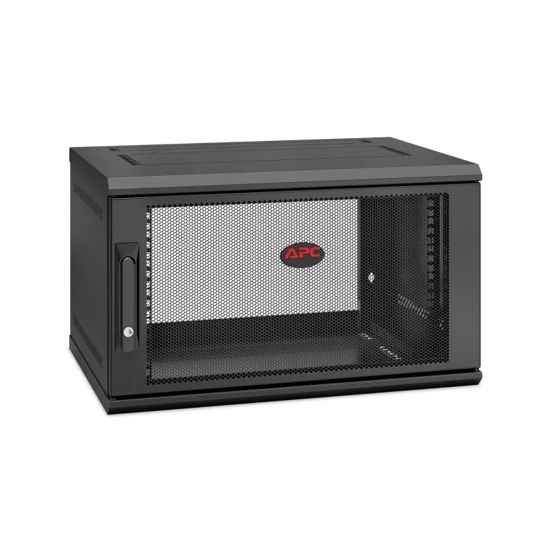 APC NetShelter WX AR106SH4, 6HE, armário de patch 19 polegadas, montagem na parede, pré-montado, 400 mm de profundidade