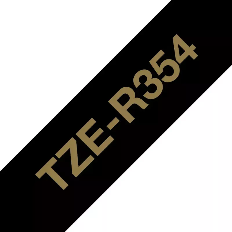 Etiqueta de identificação Brother TZE-R354 dourado sobre preto