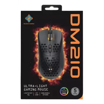 Rato gaming Deltaco DM210 com fio ultrafino RGB preto