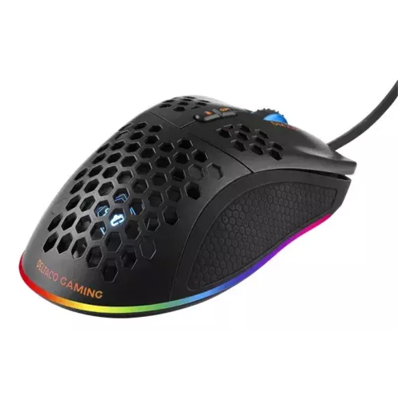 Rato gaming Deltaco DM210 com fio ultrafino RGB preto