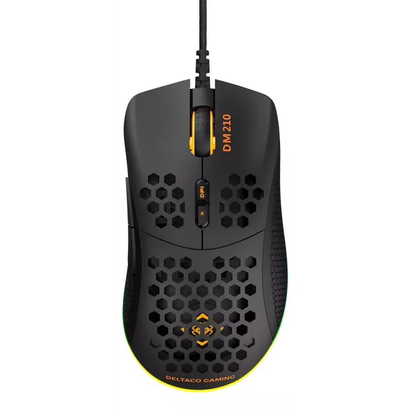 Rato gaming Deltaco DM210 com fio ultrafino RGB preto