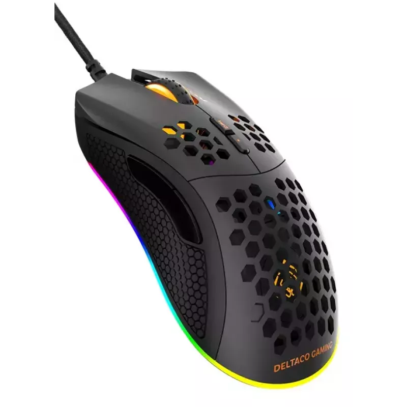 Rato gaming Deltaco DM210 com fio ultrafino RGB preto