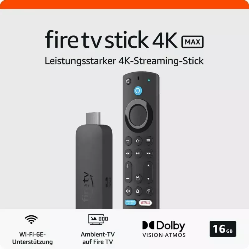 Dongle para Smart TV Amazon 4K Ultra HD USB, Wi‑Fi 6 (802.11ax), 3840×2160, alimentação USB, preto