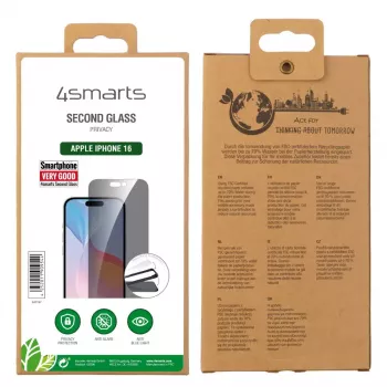 Película protetora de ecrã 4smarts 541197 para Apple iPhone 16 vidro temperado