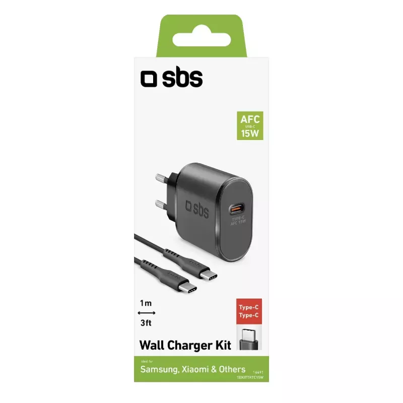 Carregador móvel SBS TEKITTRTC15W universal preto AC carregamento rápido
