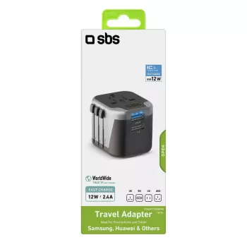 Fonte de alimentação para dispositivos móveis SBS Mobile TEADAPT2USBUNI — preto/prateado, adaptador USB