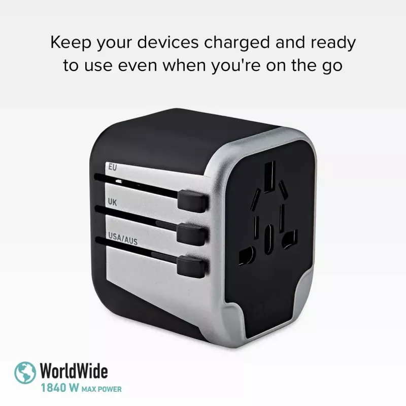 Fonte de alimentação para dispositivos móveis SBS Mobile TEADAPT2USBUNI — preto/prateado, adaptador USB