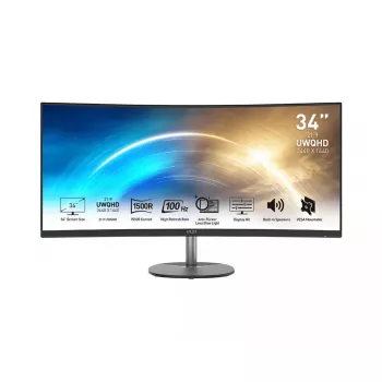 Monitor de computador MSI PRO MP341CQDE 86,4 cm (34 polegadas) 3440 x 1440 píxeis UltraWide Quad HD preto