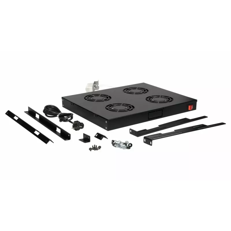 Ventiladores de arrefecimento Equip 19', 1U, 4 ventoinhas, RAL9005 preto