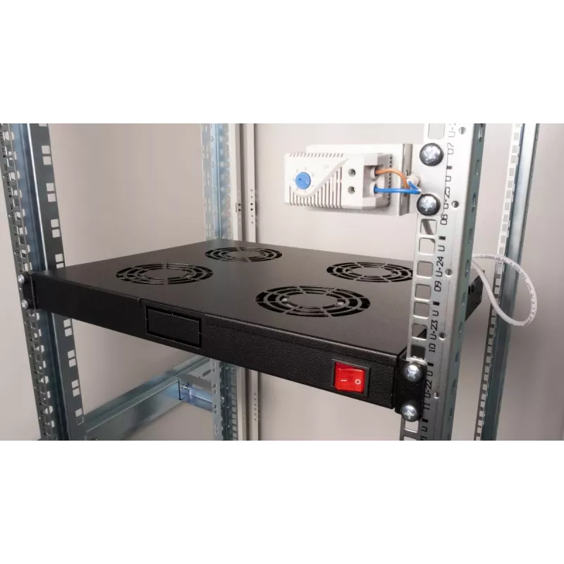 Ventiladores de arrefecimento Equip 19', 1U, 4 ventoinhas, RAL9005 preto